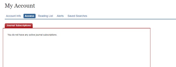 My Account access page with no current access